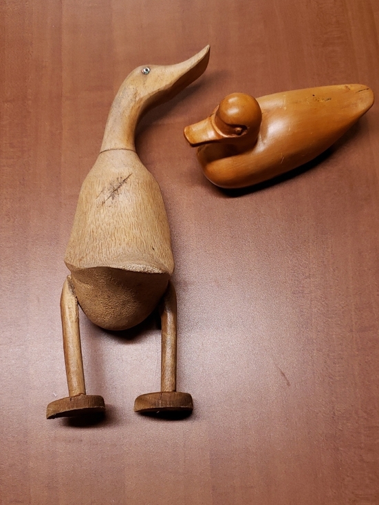 Other - Wooden Duck Figurine - Natural  Bird Décor 12in Set Of Two